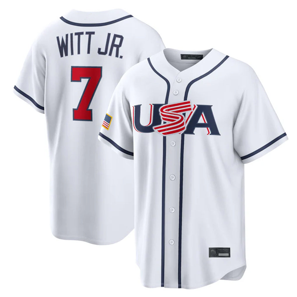Jamed KC.Royals #7 Bobby Witt Jr. Player White USA 2026 World Classic Game Stitched Jerseys