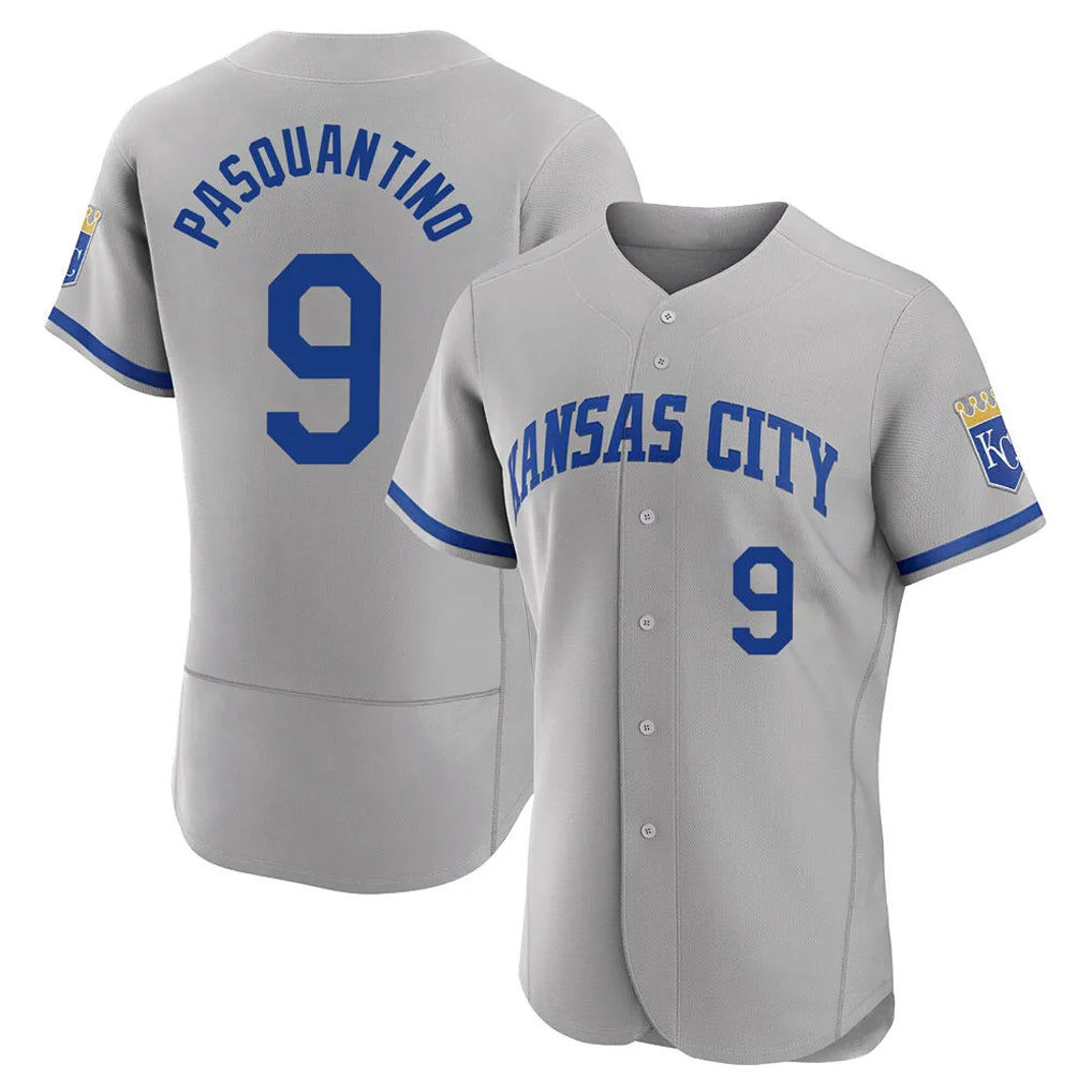 Jamed KC.Royals #9 Vinnie Pasquantino Player Gray Limited Elite Home Game Stitched Jerseys