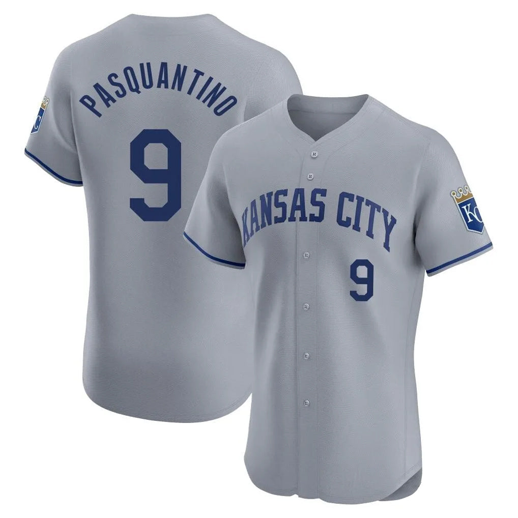 Jamed KC.Royals #9 Vinnie Pasquantino Player Gray Limited Elite Home Stitched Jerseys