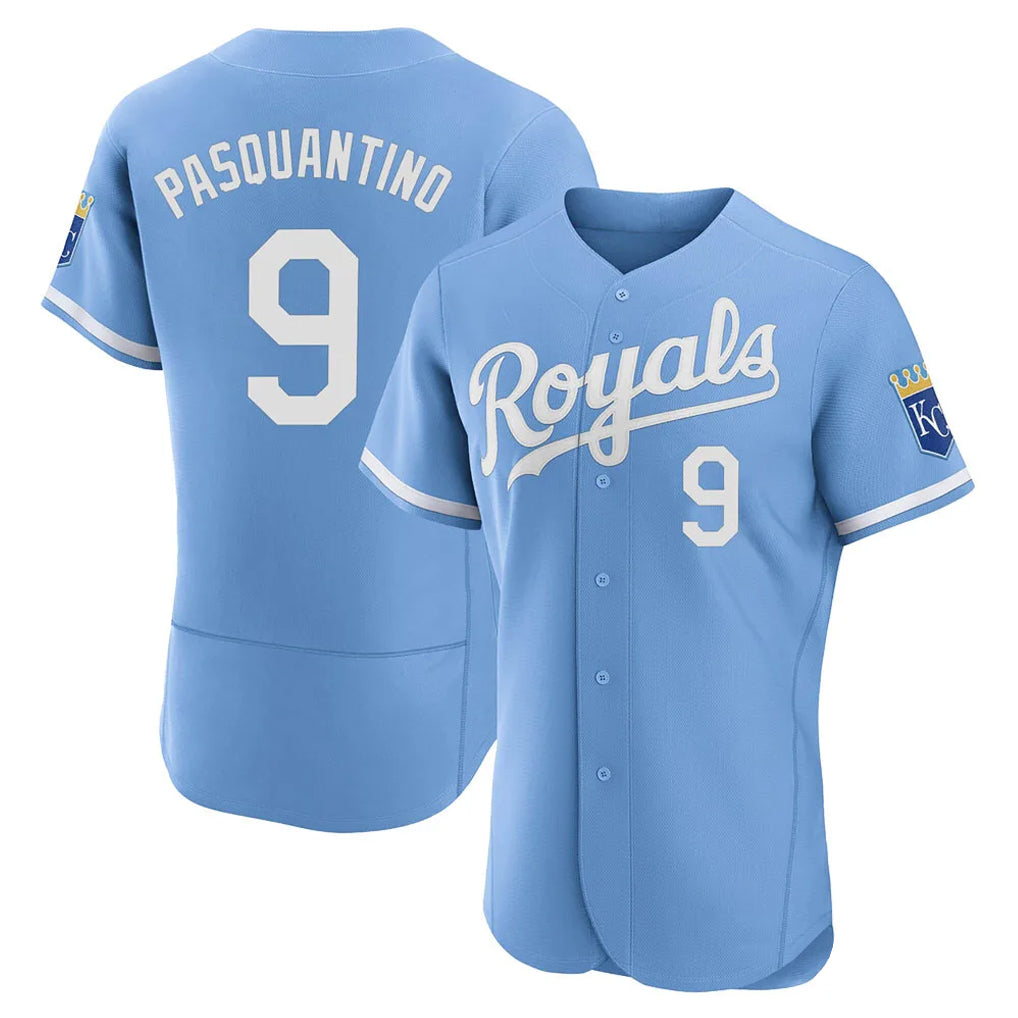 Jamed KC.Royals #9 Vinnie Pasquantino Player Light Blue Alt Limited Elite Home Stitched Jerseys