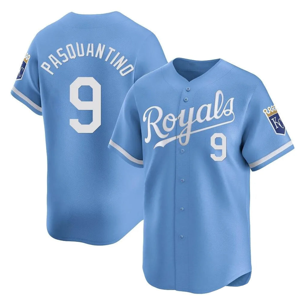 Jamed KC.Royals #9 Vinnie Pasquantino Player Light Blue Alt Limited Home Stitched Jerseys