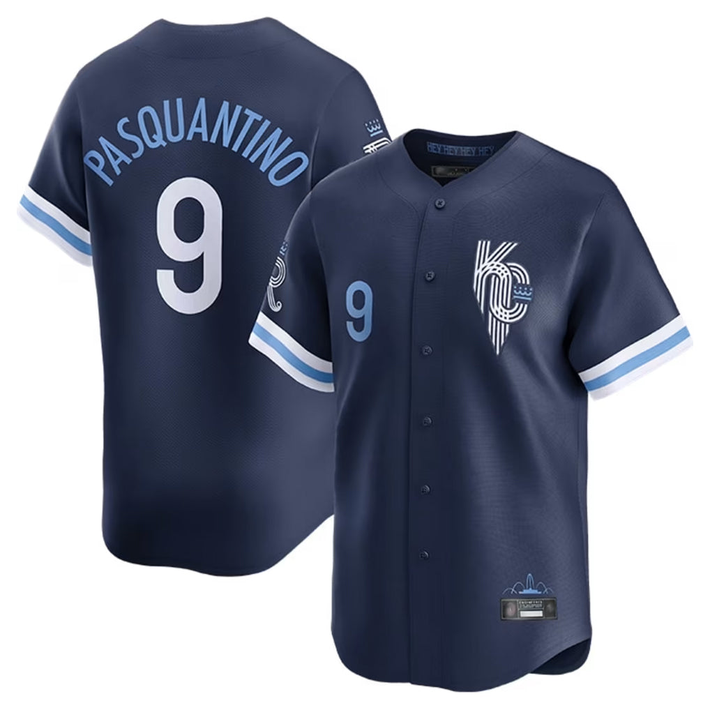 Jamed KC.Royals #9 Vinnie Pasquantino Player Navy City Connect Limited Home Stitched Jerseys