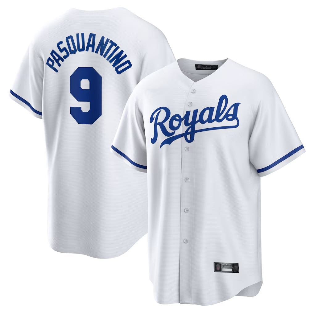 Jamed KC.Royals #9 Vinnie Pasquantino Player White Home Game Stitched Jerseys