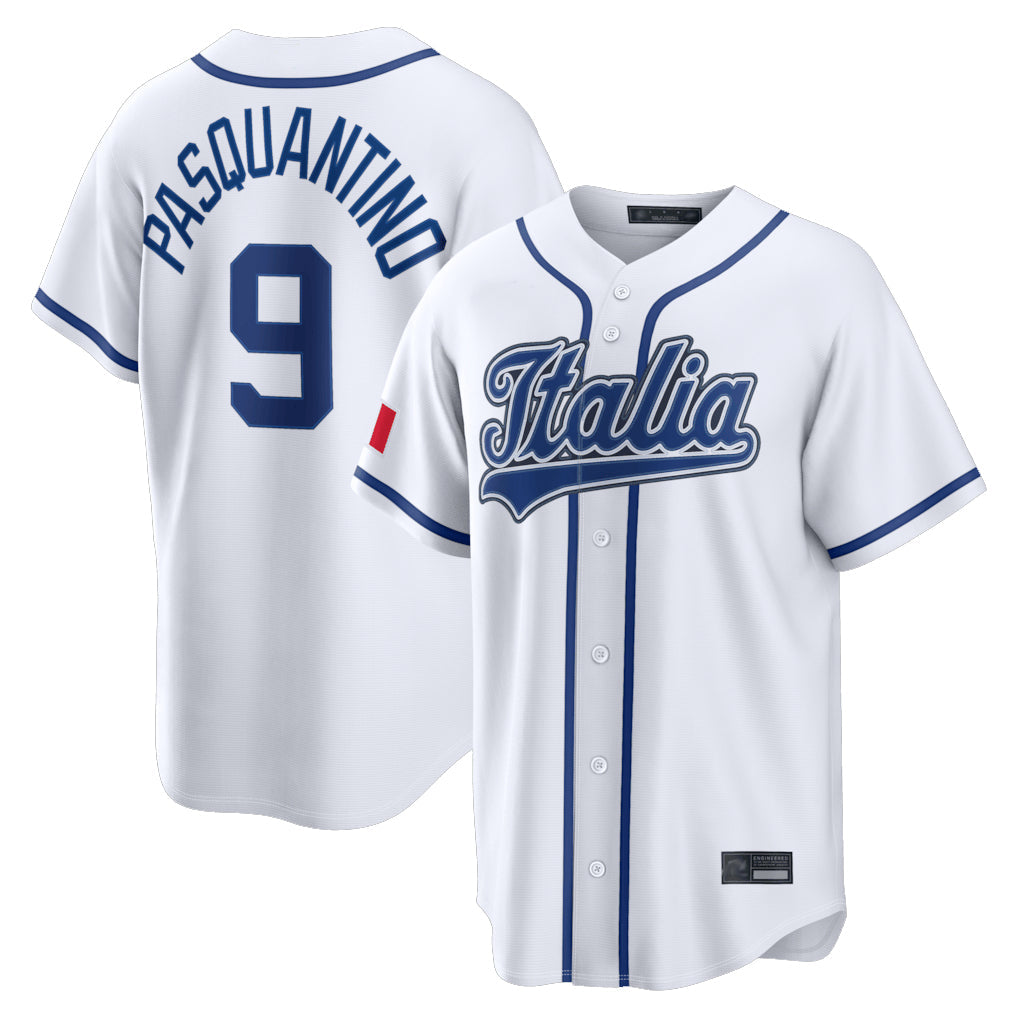 Jamed KC.Royals #9 Vinnie Pasquantino Player White Italy 2026 WBC Classic Home Stitched Jerseys