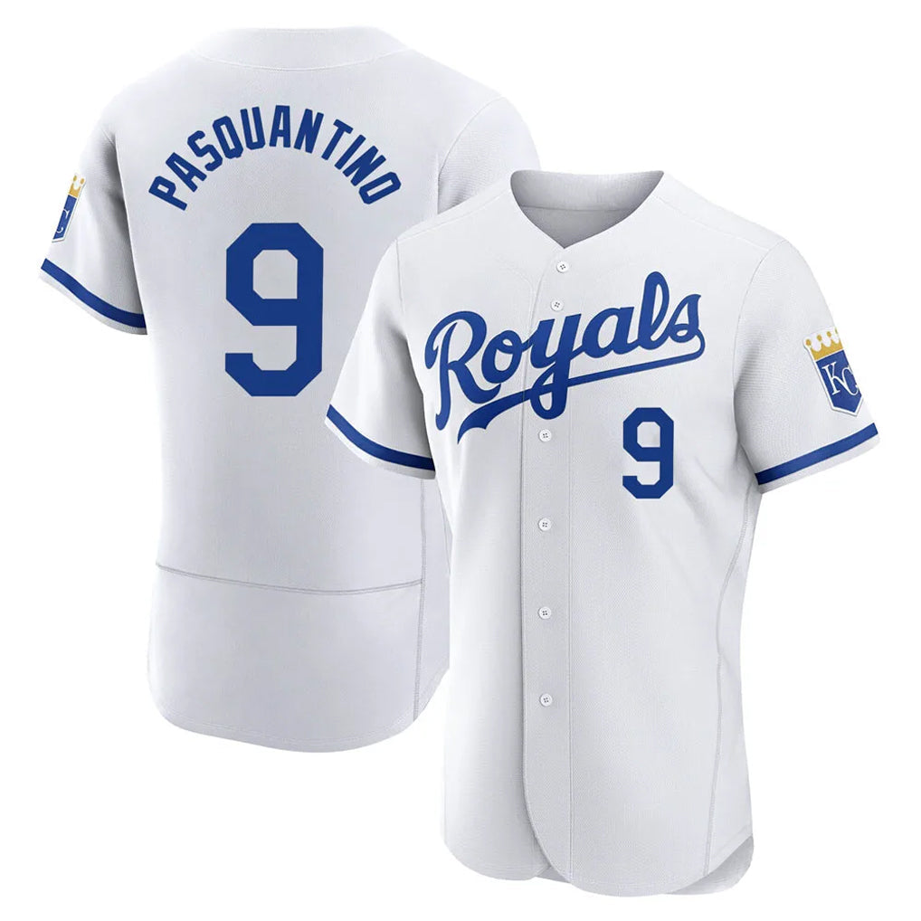 Jamed KC.Royals #9 Vinnie Pasquantino Player White Limited Elite Home Game Stitched Jerseys