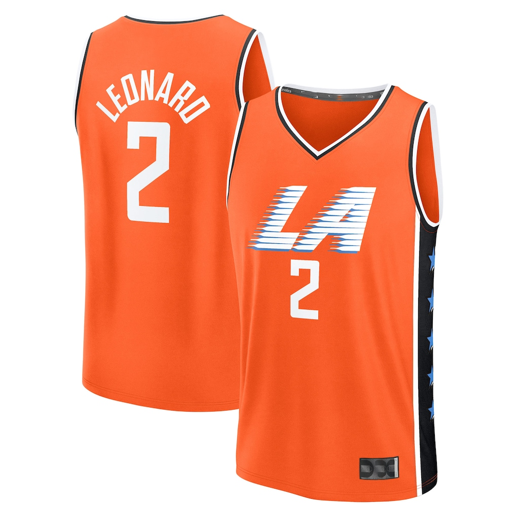 Jamed LA.Clippers #2 Kawhi Leonard Orange 2025-2026 City Edition Fast Break Stitched Jerseys