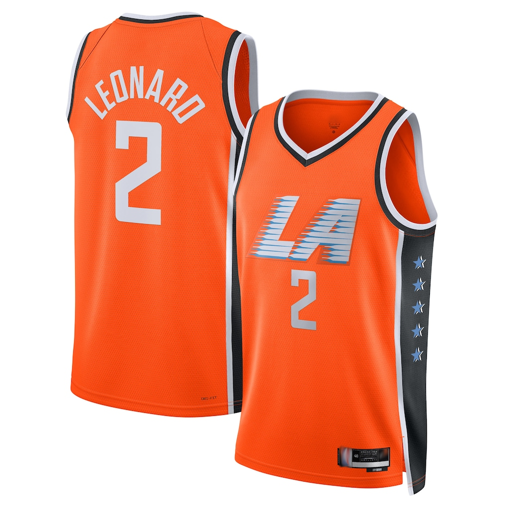 Jamed LA.Clippers #2 Kawhi Leonard Orange 2025-2026 Swingman Stitched Jerseys - City Edition