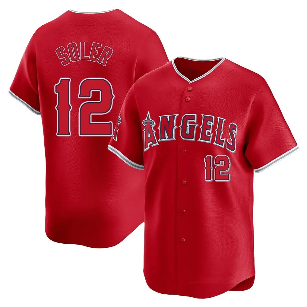 Jamed LA.Angels #12 Jorge Soler Player Red Home Limited Stitched Jerseys