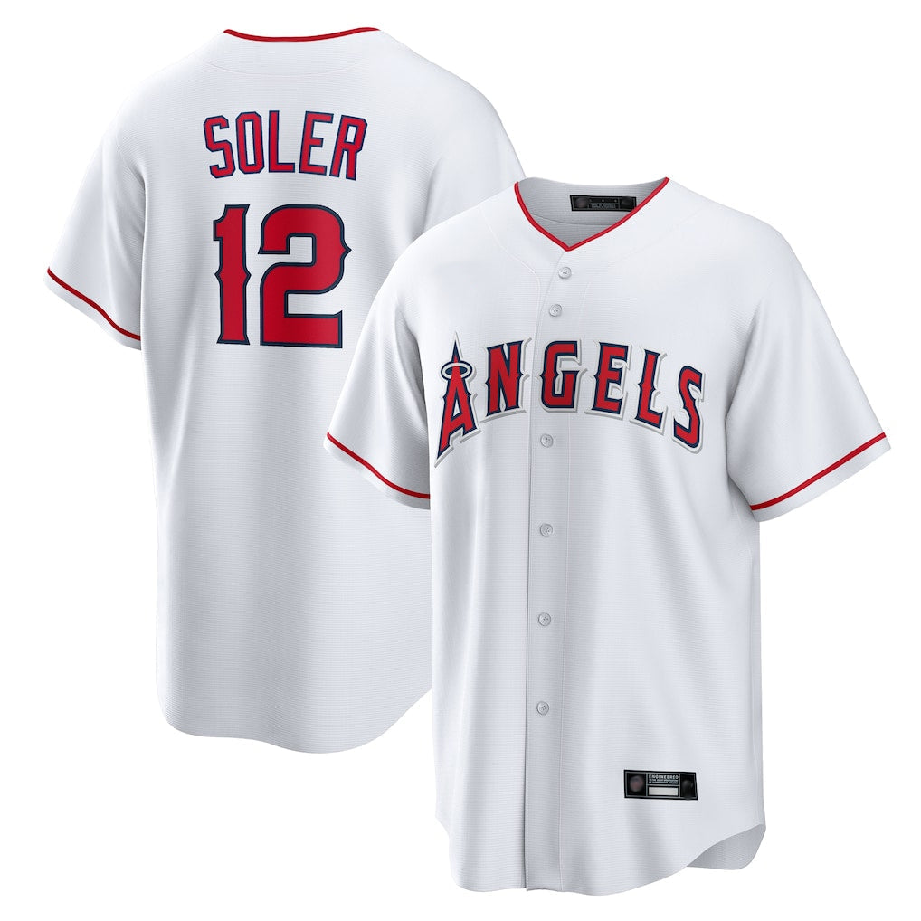Jamed LA.Angels #12 Jorge Soler Player White Home Game Stitched Jerseys