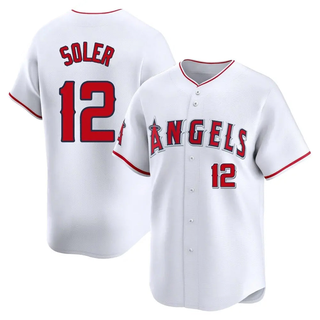 Jamed LA.Angels #12 Jorge Soler Player White Limited Home Stitched Jerseys
