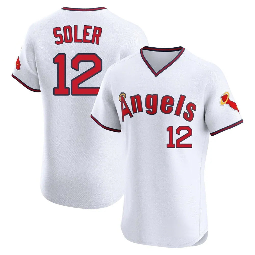 Jamed LA.Angels #12 Jorge Soler Player White T-shirt Home Limited Elite Stitched Jerseys