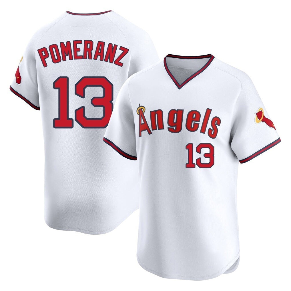 Jamed LA.Angels #13 Drew Pomeranz Player White T-shirt Home Limited Stitched Jerseys