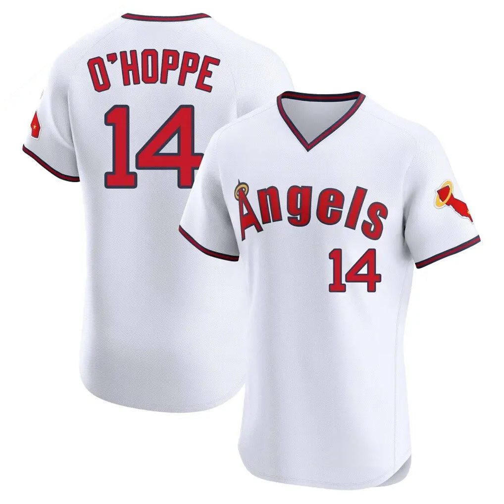 Jamed LA.Angels #14 Logan O'Hoppe Player White T-shirt Home Limited Elite Stitched Jerseys