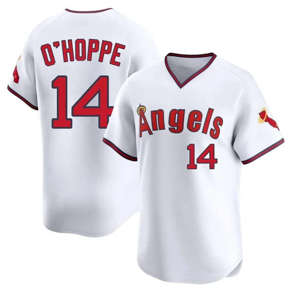 Jamed LA.Angels #14 Logan O'Hoppe Player White T-shirt Home Limited Stitched Jerseys