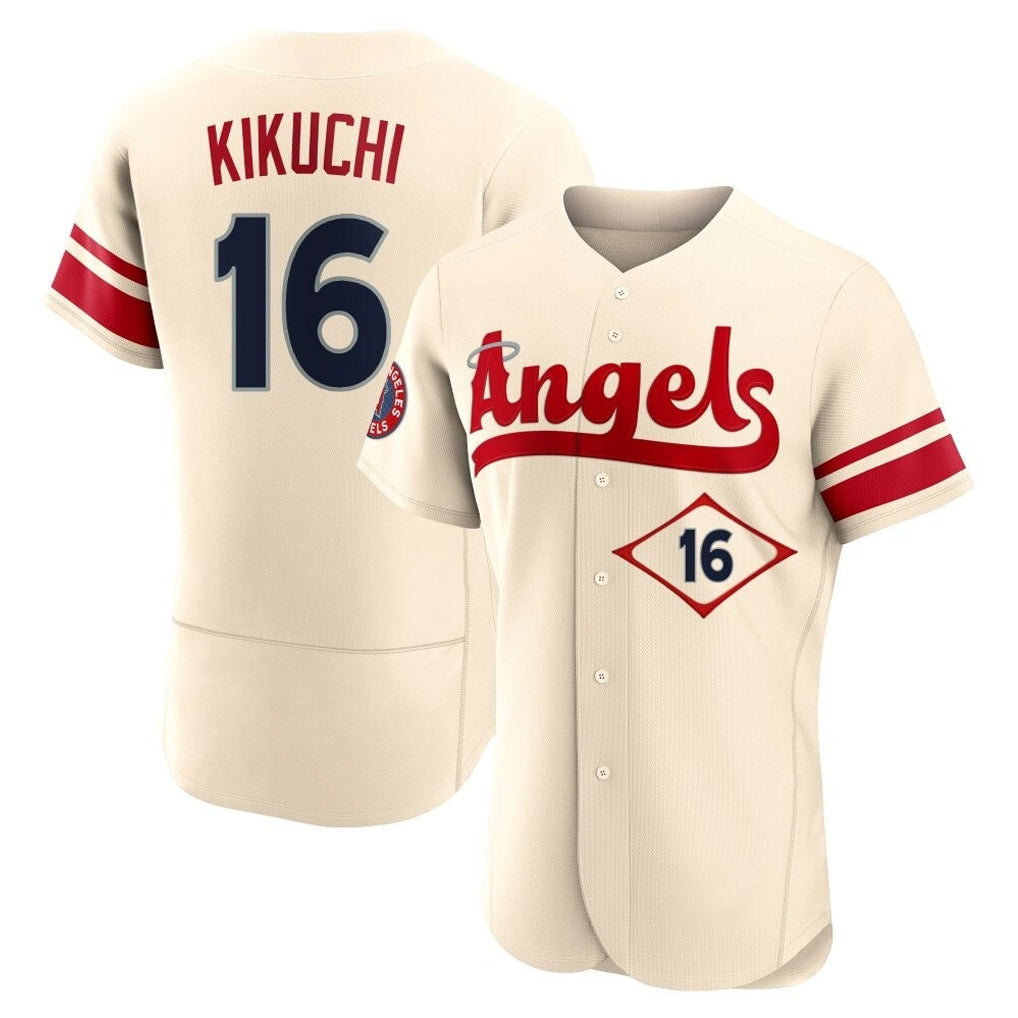 Jamed LA.Angels #16 Yusei Kikuchi Player Cream City Connect Limited ELite Home Stitched Jerseys