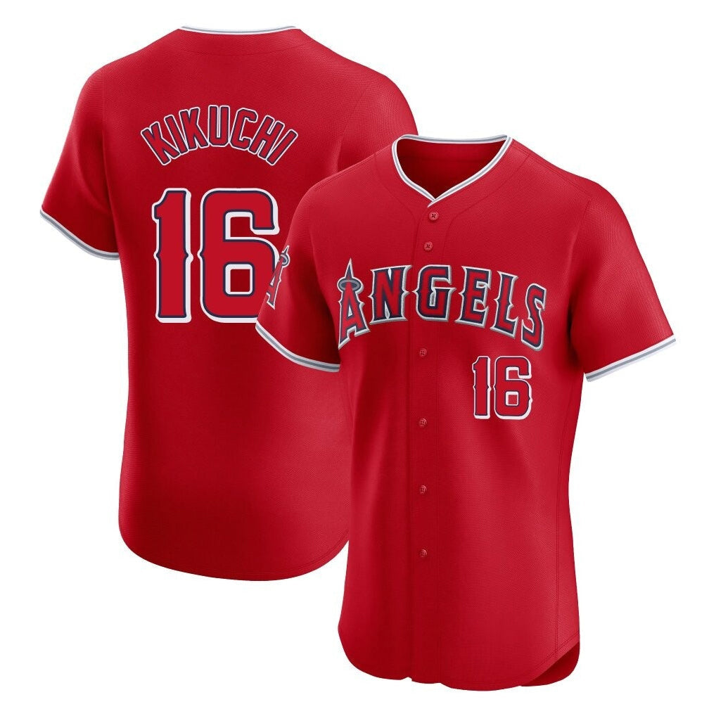 Jamed LA.Angels #16 Yusei Kikuchi Player Red Home Limited Elite Stitched Jerseys
