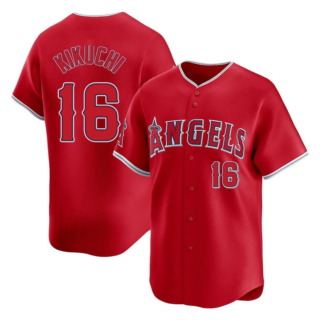 Jamed LA.Angels #16 Yusei Kikuchi Player Red Home Limited Stitched Jerseys