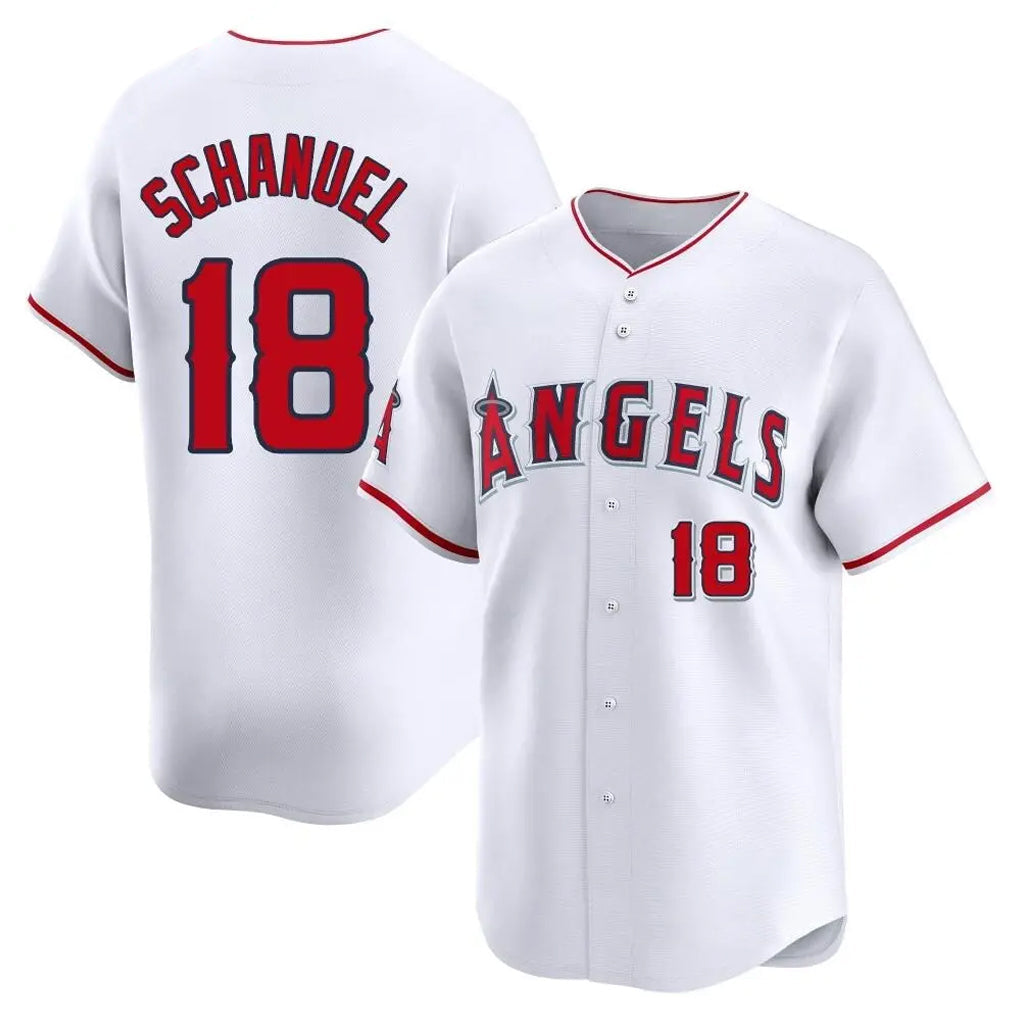 Jamed LA.Angels #18 Nolan Schanuel Player White Limited Home Stitched Jerseys