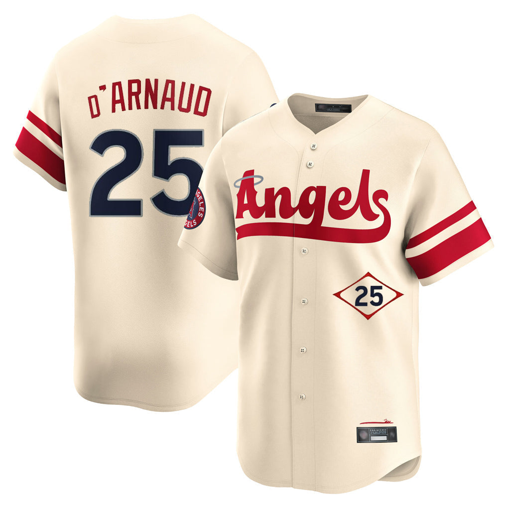 Jamed LA.Angels #25 Travis d'Arnaud Player Cream City Connect Limited Home Stitched Jerseys