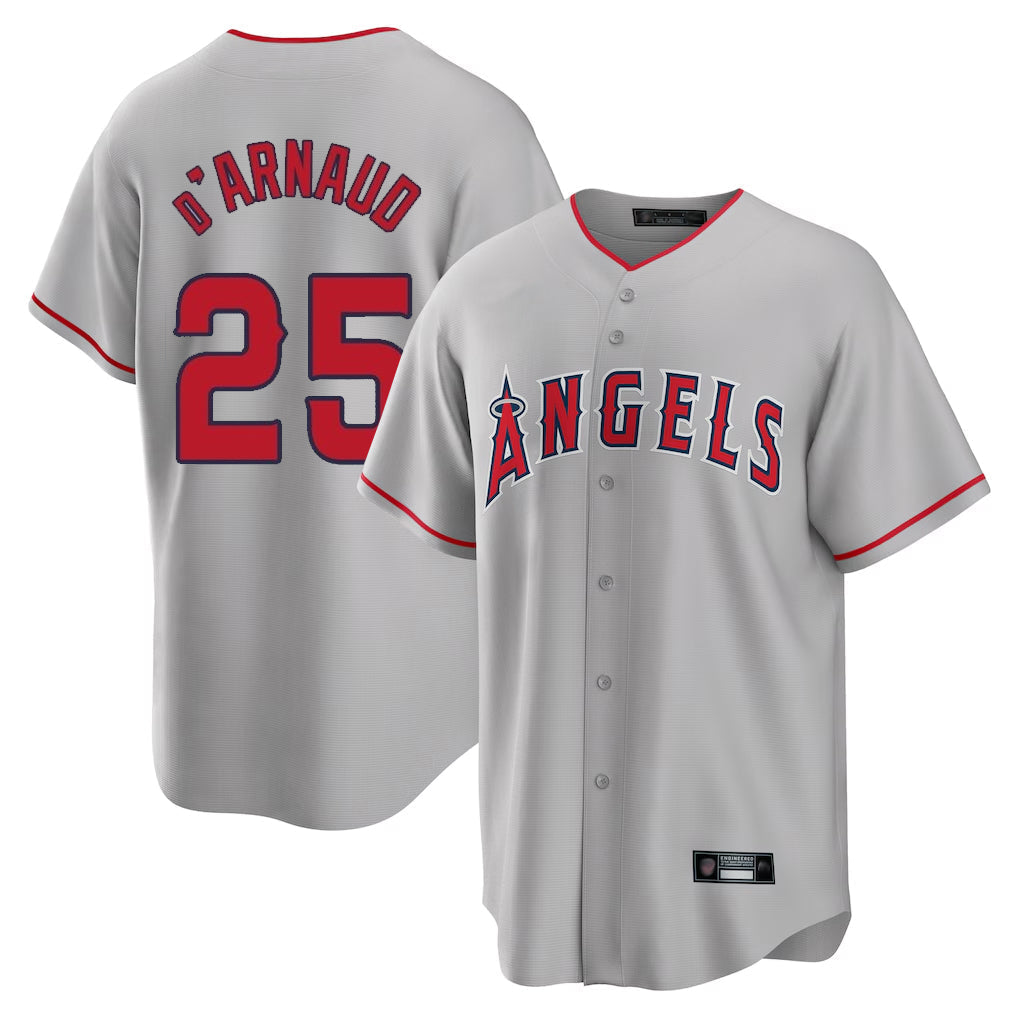 Jamed LA.Angels #25 Travis d'Arnaud Player Gray Home Game Stitched Jerseys