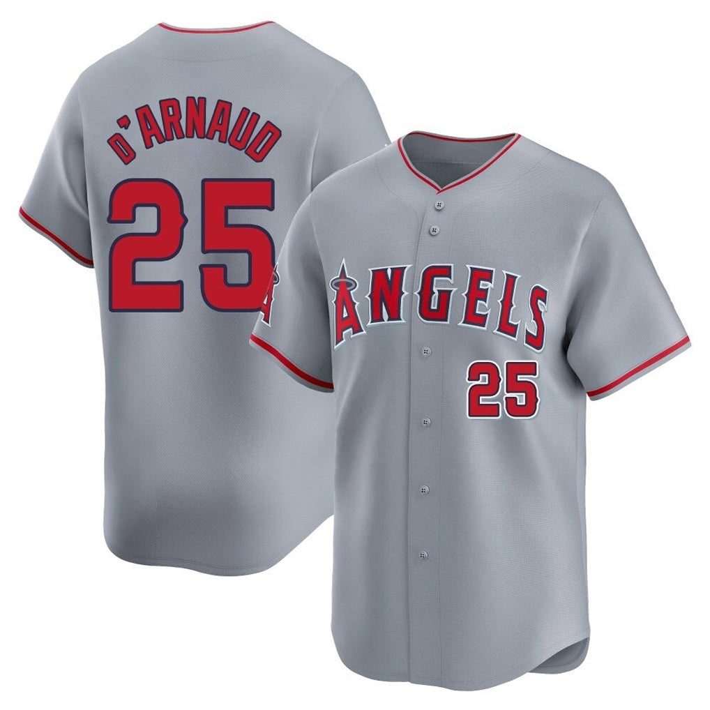Jamed LA.Angels #25 Travis d'Arnaud Player Gray Home Limited Stitched Jerseys