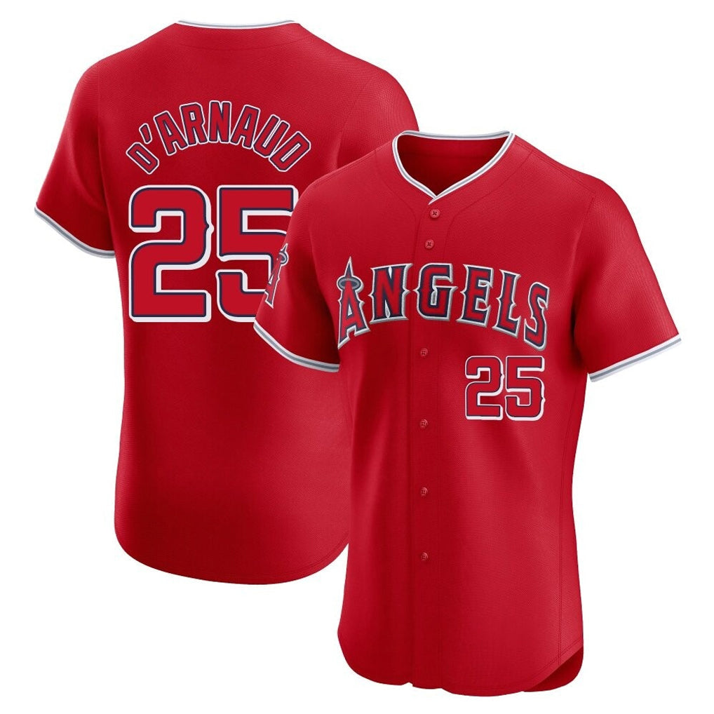 Jamed LA.Angels #25 Travis d'Arnaud Player Red Home Limited Elite Stitched Jerseys