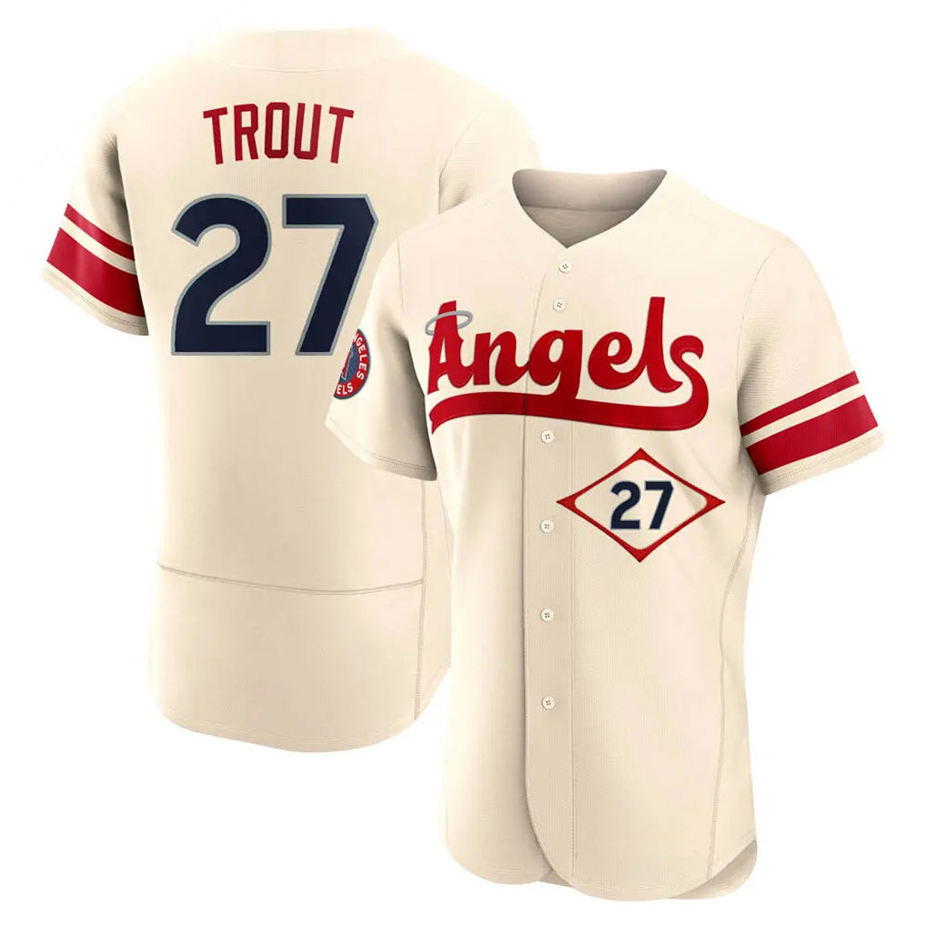 Jamed LA.Angels #27 Mike Trout Player Cream City Connect Limited ELite Home Stitched Jerseys