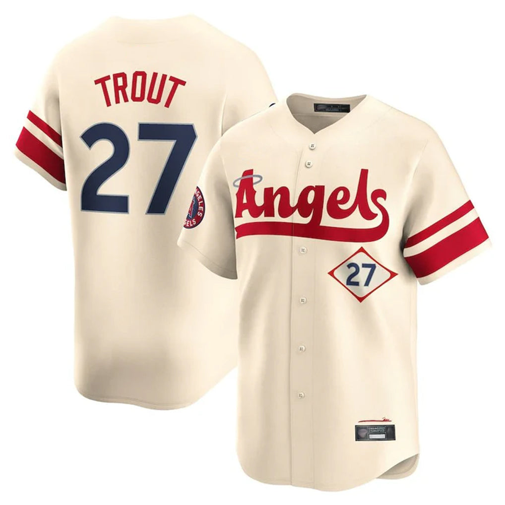 Jamed LA.Angels #27 Mike Trout Player Cream City Connect Limited Home Stitched Jerseys