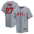 Jamed LA.Angels #27 Mike Trout Player Gray Home Game Stitched Jerseys