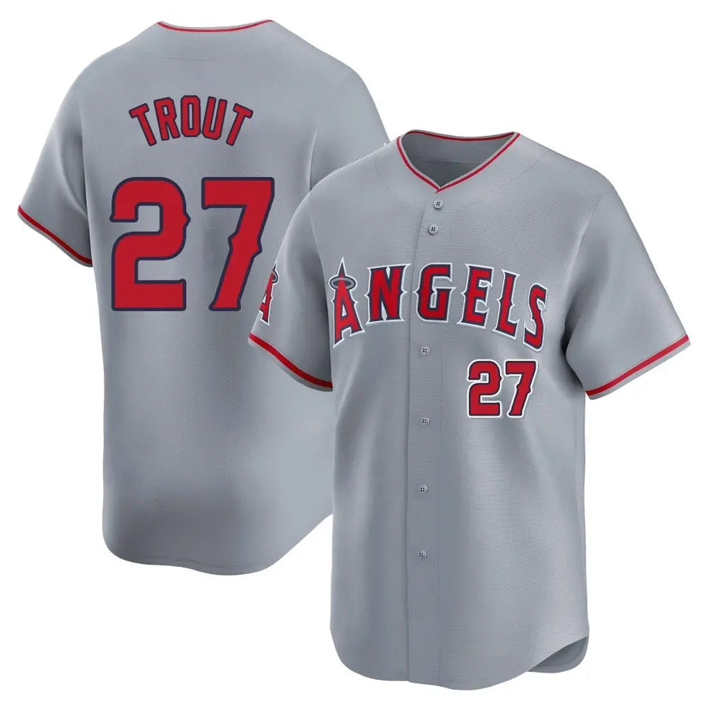 Jamed LA.Angels #27 Mike Trout Player Gray Home Limited Stitched Jerseys