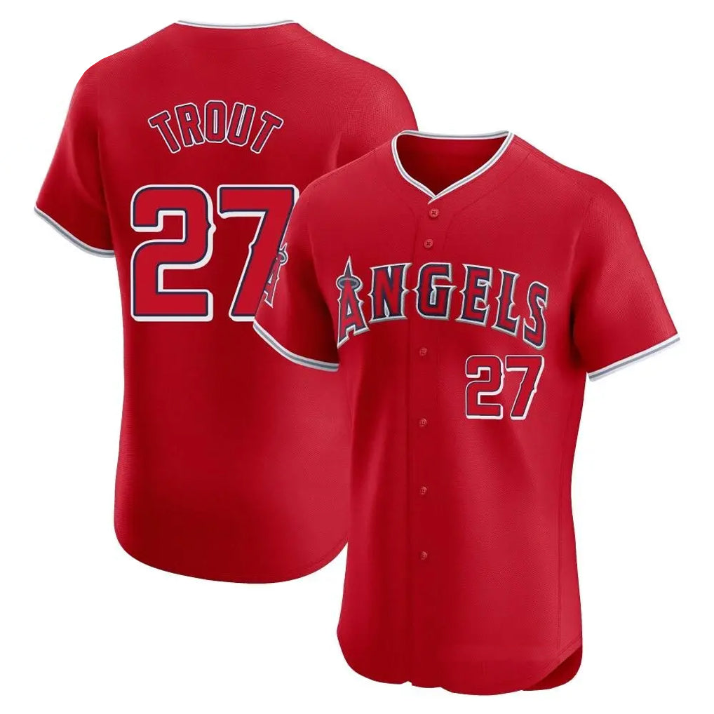 Jamed LA.Angels #27 Mike Trout Player Red Home Limited Elite Stitched Jerseys