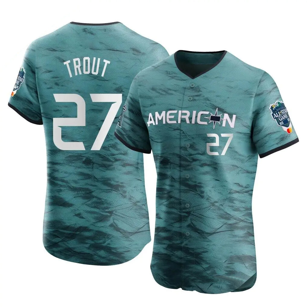 Jamed LA.Angels #27 Mike Trout Player Teal Elite American League Game Vapor Premier All-Star Stitched Jerseys