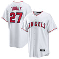 Jamed LA.Angels #27 Mike Trout Player White Home Game Stitched Jerseys