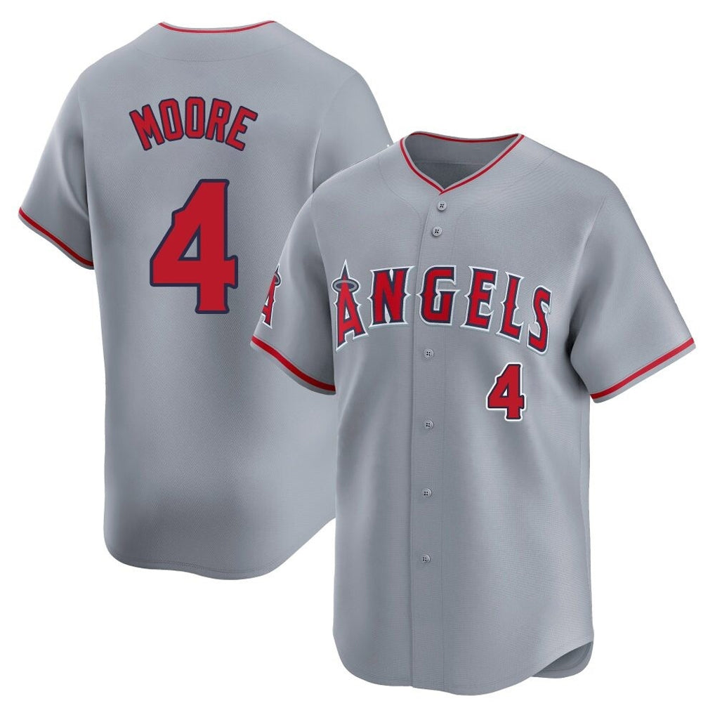 Jamed LA.Angels #4 Christian Moore Player Gray Home Limited Stitched Jerseys