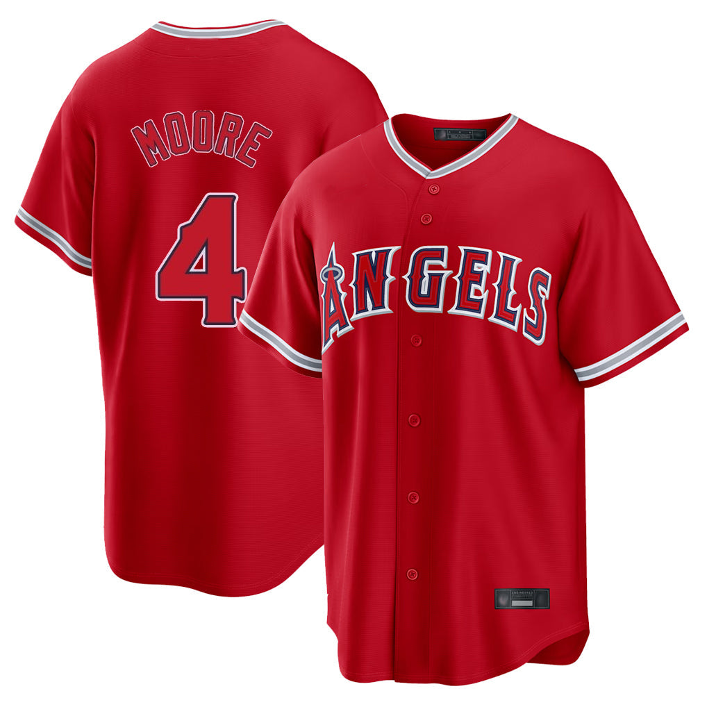 Jamed LA.Angels #4 Christian Moore Player Red Home Game Stitched Jerseys