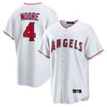 Jamed LA.Angels #4 Christian Moore Player White Home Game Stitched Jerseys