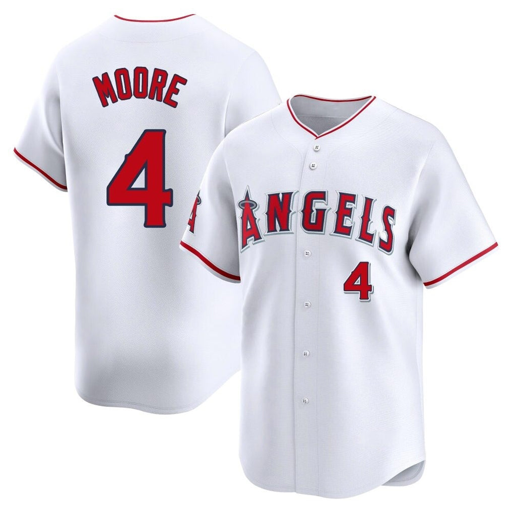 Jamed LA.Angels #4 Christian Moore Player White Limited Home Stitched Jerseys