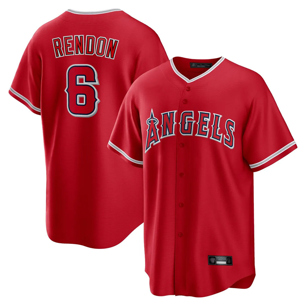 Jamed LA.Angels #6 Anthony Rendon Player Red Home Game Stitched Jerseys