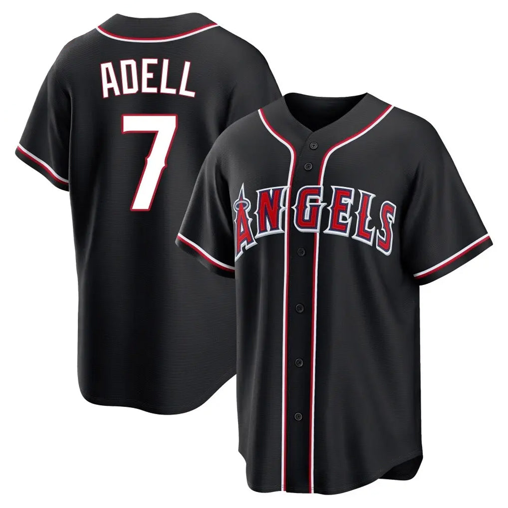 Jamed LA.Angels #7 Jo Adell Player Black Fashion Out Home Game Stitched Jerseys