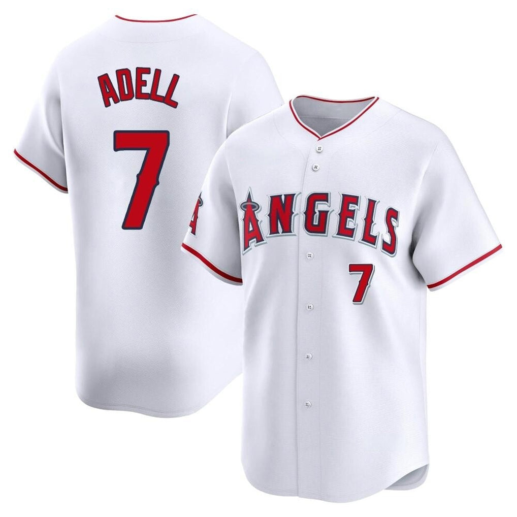 Jamed LA.Angels #7 Jo Adell Player White Limited Home Stitched Jerseys