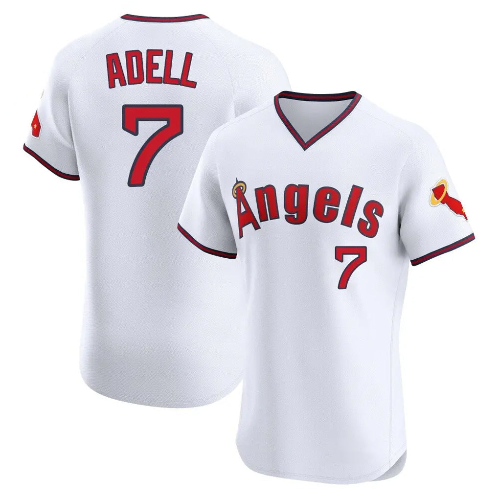 Jamed LA.Angels #7 Jo Adell Player White T-shirt Home Limited Elite Stitched Jerseys