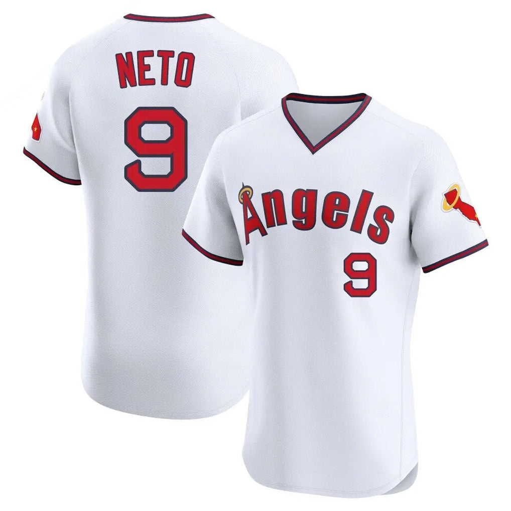 Jamed LA.Angels #9 Zach Neto Player White T-shirt Home Limited Elite Stitched Jerseys