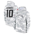 Jamed LA.Chargers #10 Justin Herbert Player Arctic Camo Salute To Service Limited Hoodies Game Stitched Jerseys