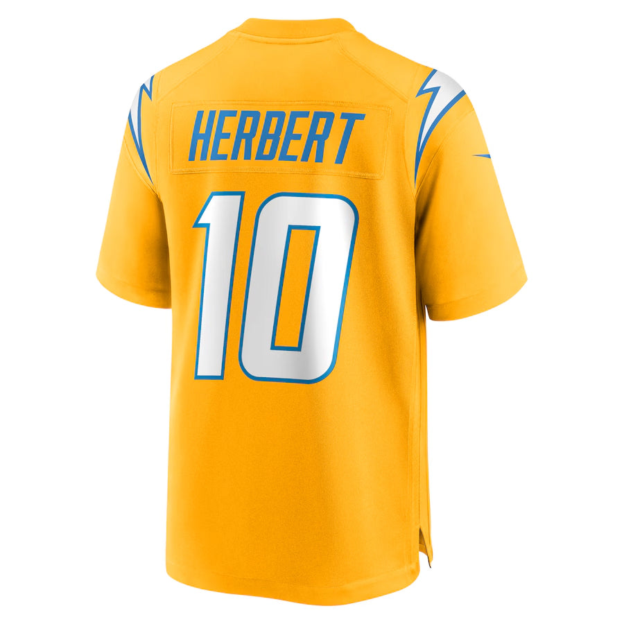 Jamed LA.Chargers #10 Justin Herbert Player Gold Home Game Stitched Jerseys