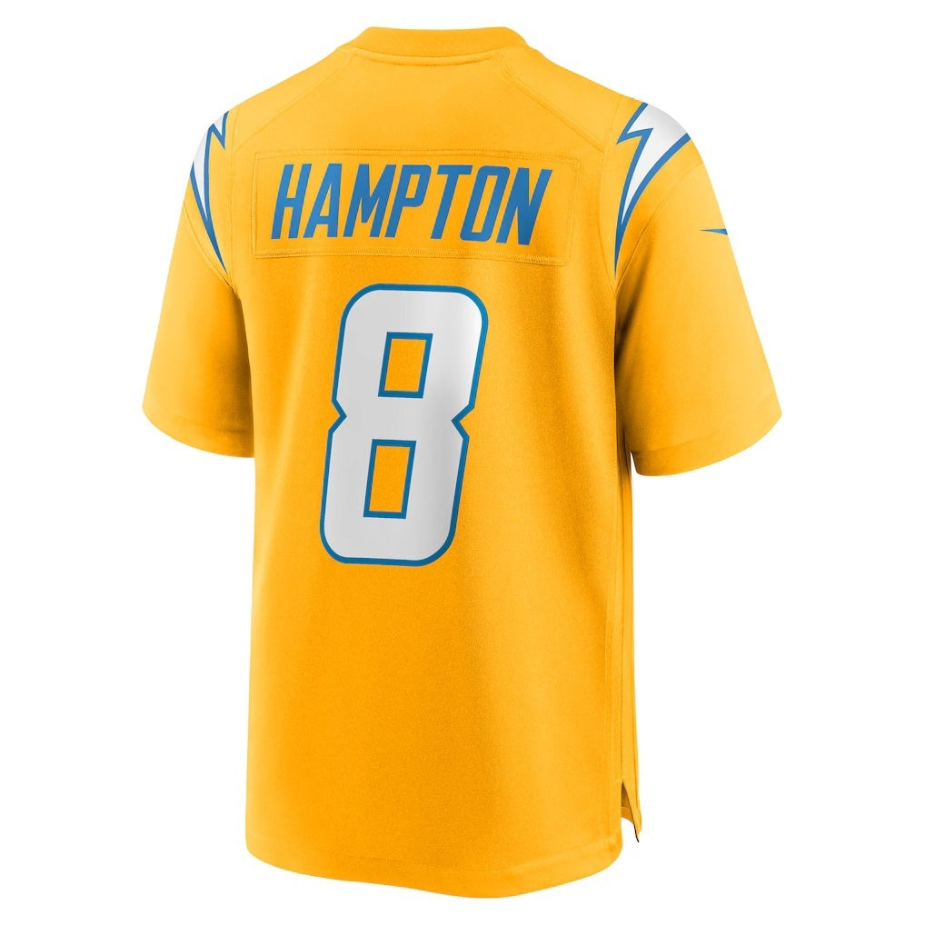 Jamed LA.Chargers #8 Omarion Hampton Gold Alternate Charger Power Game Player Stitched Jerseys