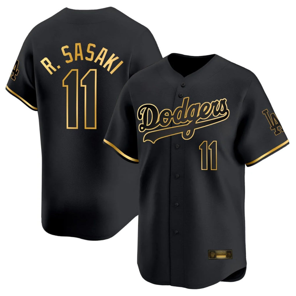 Jamed LA.Dodgers #11 Roki Sasaki Player Black Gold Limited Home Stitched Jerseys