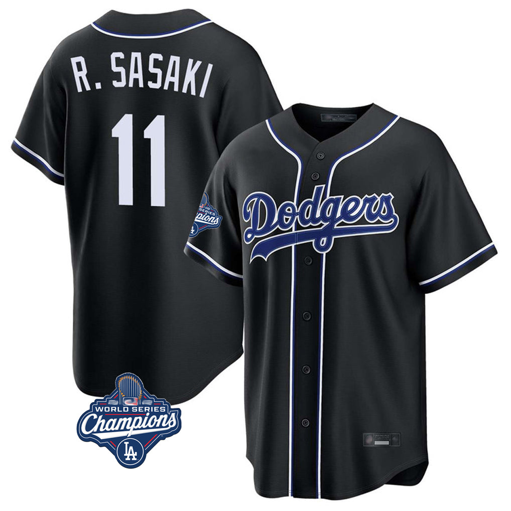 Jamed LA.Dodgers #11 Roki Sasaki Player Black World Series Meet Carbon Limited Home Stitched Jerseys