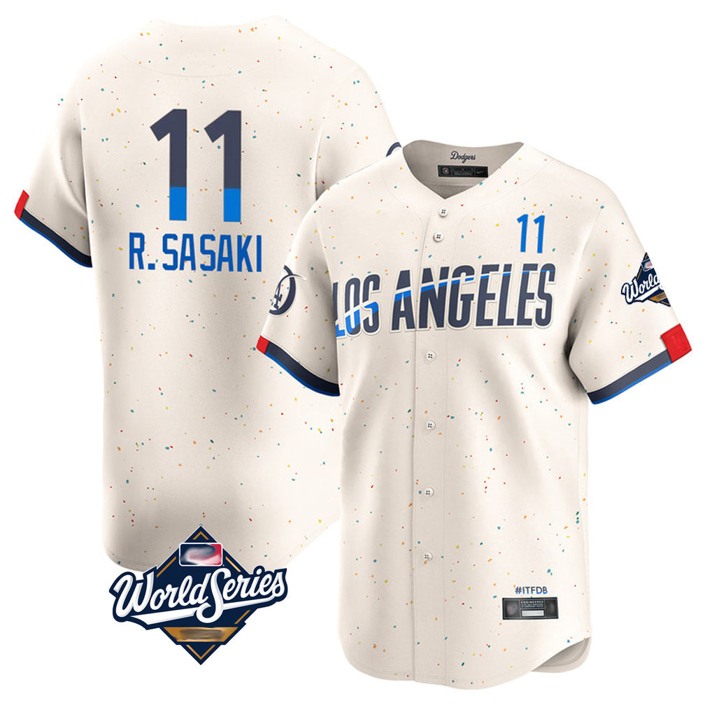 Jamed LA.Dodgers #11 Roki Sasaki Player Cream World Series City Connect Limited Home Stitched Jerseys