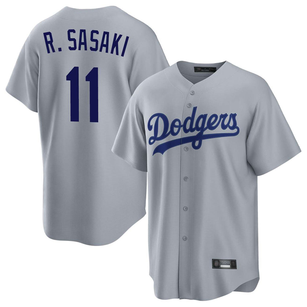 Jamed LA.Dodgers #11 Roki Sasaki Player Gray Game Stitched Jerseys