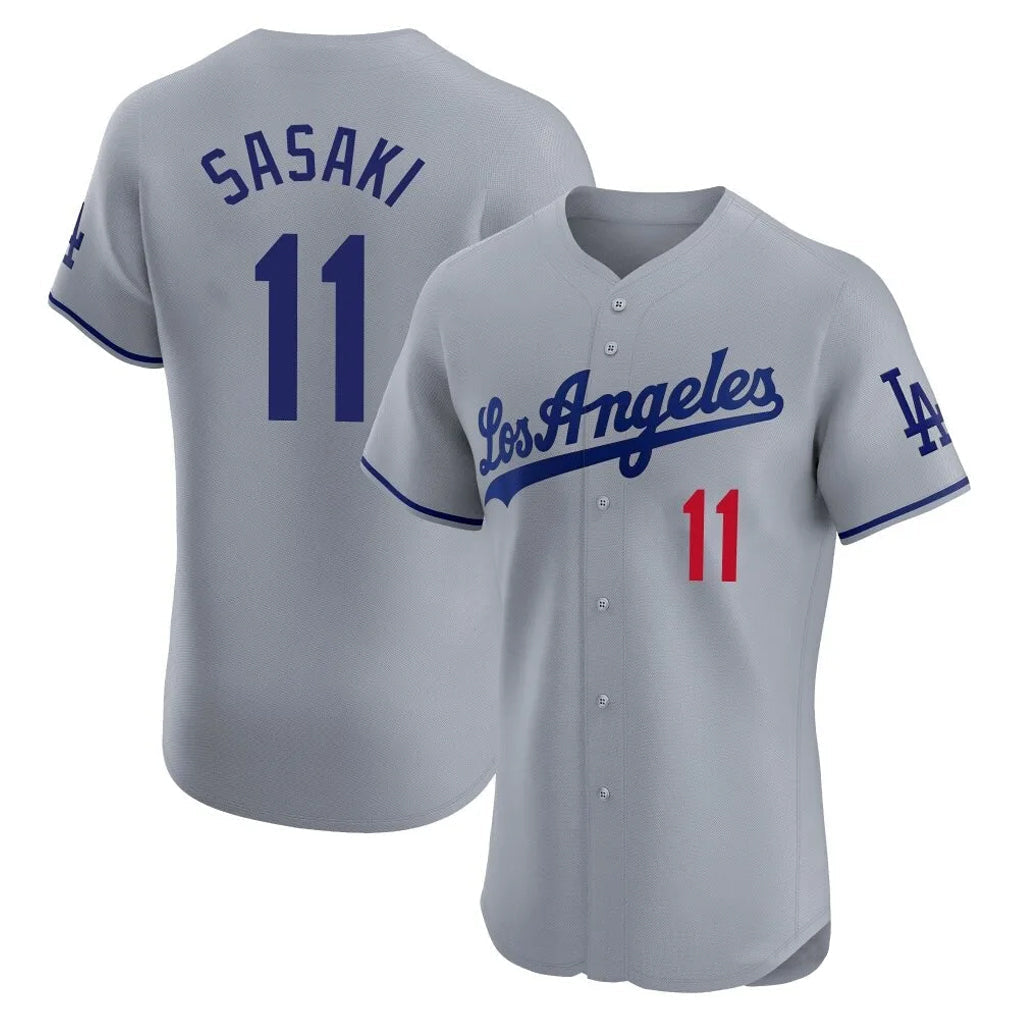 Jamed LA.Dodgers #11 Roki Sasaki Player Gray Limited Elite Home Stitched Jerseys